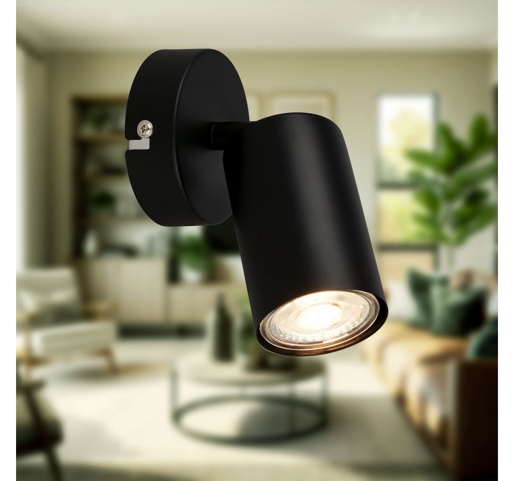 B.K.Licht Wandleuchte BKL1627, LED wechselbar, 2700K - Extra-Warmweiß, LED Wandlampe 8x15,5 cm Schwarz 2W 450lm GU10 Bettlampe Schlafzimmer – Bild 2 von 5