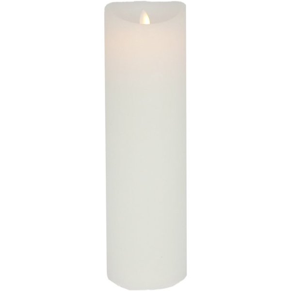 B&S LED-Kerze LED Echtwachskerze weiß rund bewegliche Flamme und Timer H:25 x Ø 9 cm