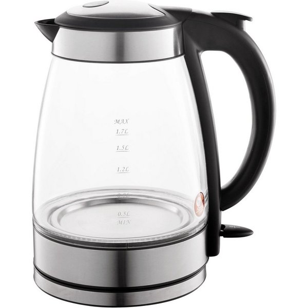 B&S Wasserkocher Glas 1,7 L - 360 Grad Drehung - beleuchtet - für Links & Rechtshänder, 1.7 l