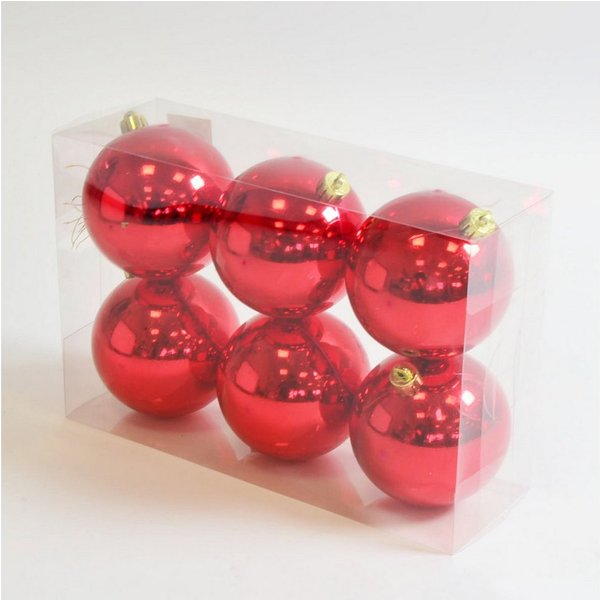 B&S Weihnachtsbaumkugel 6 Christbaumkugeln 8 cm rot (6 St)