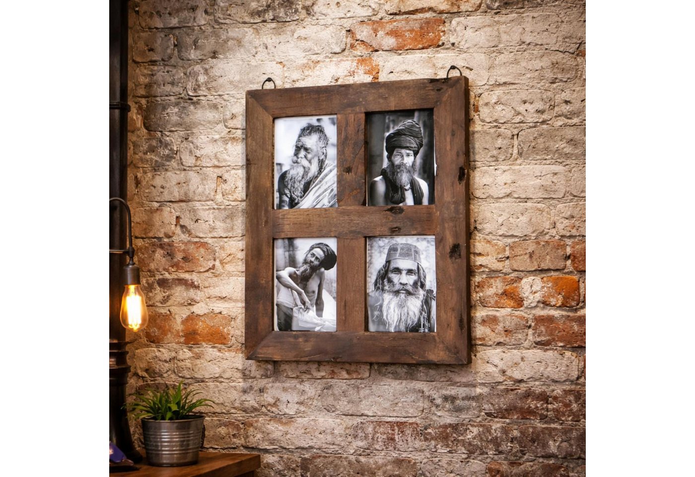 baario Bilderrahmen Collage Altholz Bilderrahmen RUSTI 50x40cm, Collage 13x18 Vintage 4 Bilder Treibholz – Bild 2 von 5