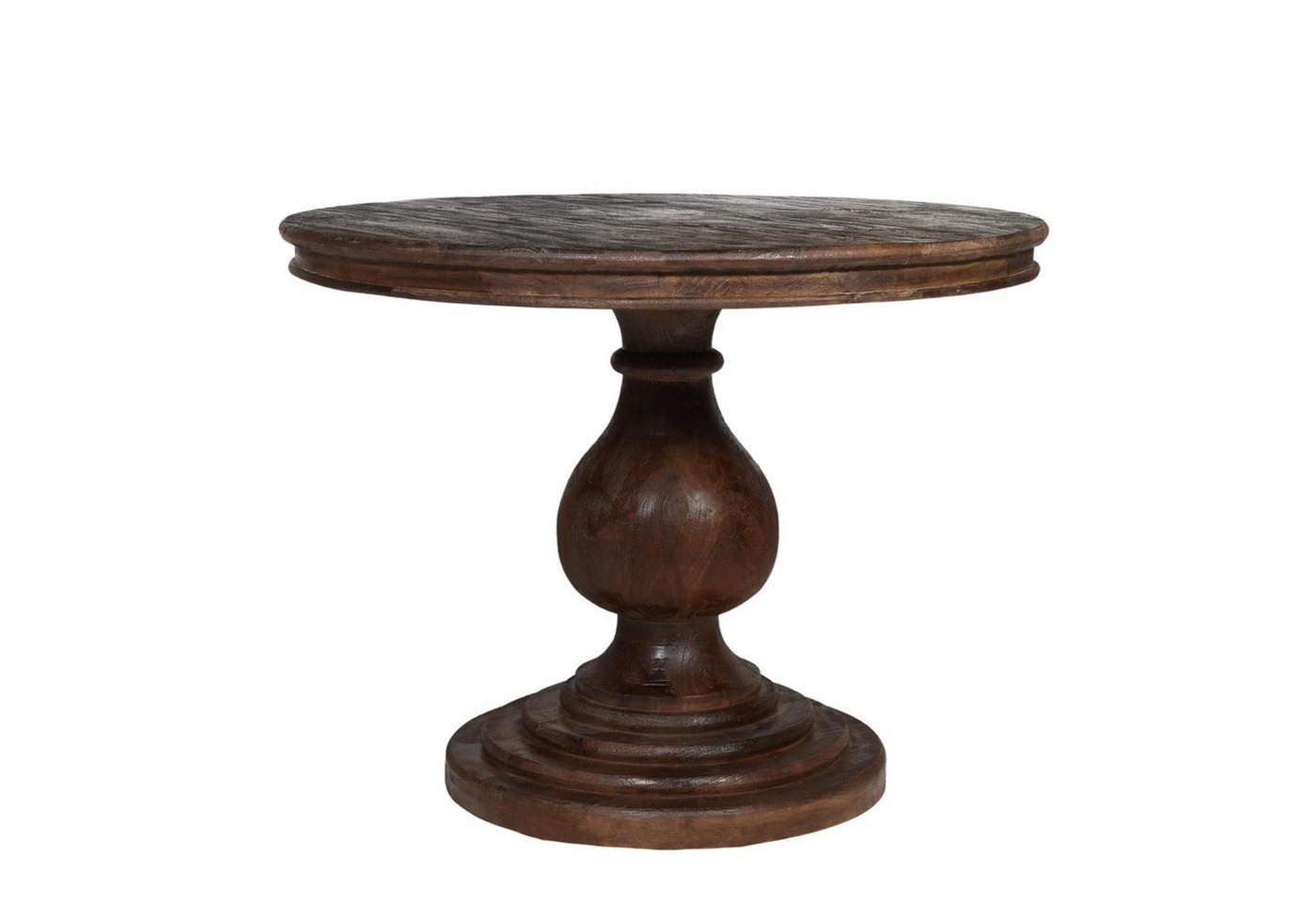 baario Esstisch Esstisch HARRISON dunkelbraun Ø100, rund massiv Mangoholz Landhaus Antik Design – Bild 2 von 5