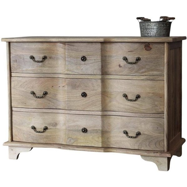 baario Kommode Kommode ARZANO braun massiv, Mangoholz Schubladenkommode Antik Design
