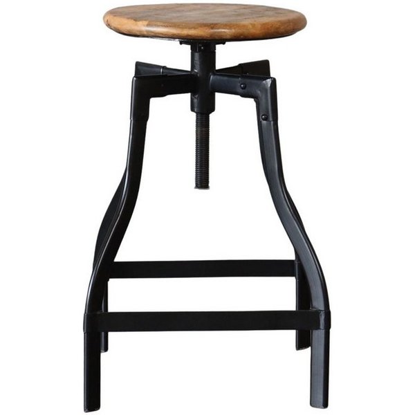 baario Sitzhocker Barhocker INDUS, höhenverstellbar Eisen & edles Mangoholz Industrial Design