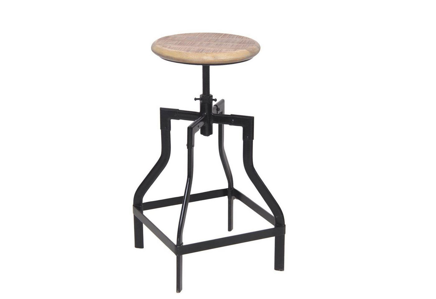 baario Sitzhocker Barhocker INDUS, höhenverstellbar Eisen & edles Mangoholz Industrial Design – Bild 4 von 5