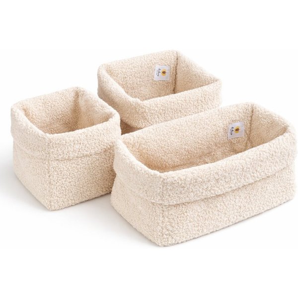 BABEES Dekokorb 3-er SET Organizer Utensilo Aufbewahrungskorb Wickeltisch Baby, BOUCLE Körbchen Wohnzimmer, Kinderzimmer, Badezimmer, Deko Korb