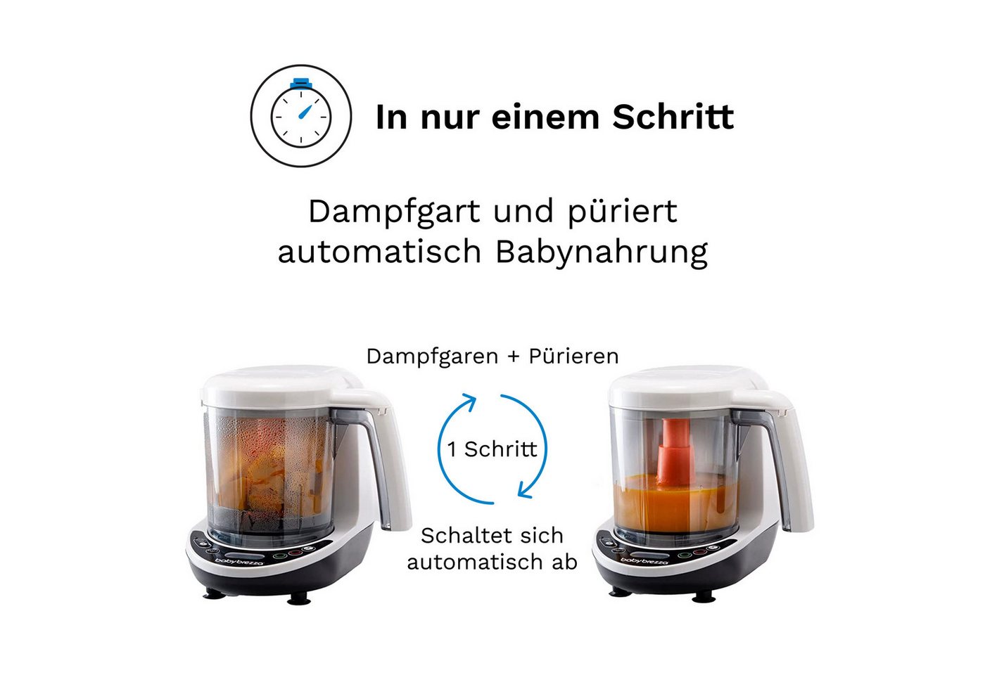 Baby Brezza Babynahrungszubereiter, 400 W, Dampfgart & püriert automatisch für frische Babynahrung – Bild 2 von 5