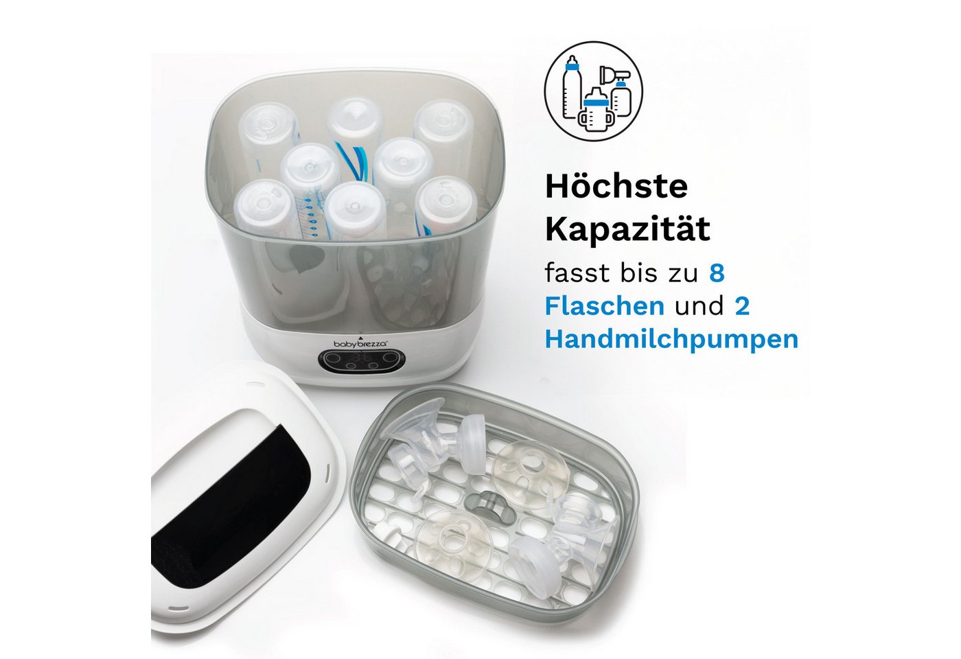 Baby Brezza Dampfsterilisator Sterilisator mit Trocknungsfunktion & HEPA-Filter für Babyflaschen, Dampfsterilisation mit HEPA-Trocknung – hygienisch & chemiefre – Bild 3 von 5