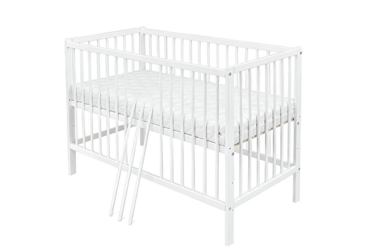 Baby-Delux Babybett Milo, Kinderbett 60x120 cm höhenverstellbar, Kiefernholz, Schlupfsprossen – Bild 2 von 5
