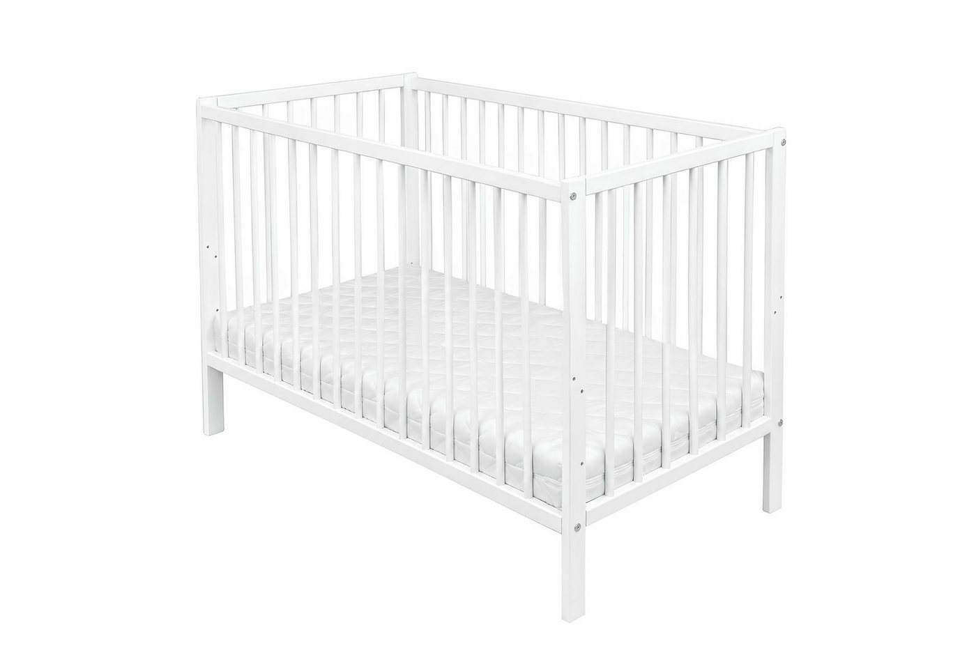Baby-Delux Babybett Milo, Kinderbett 60x120 cm höhenverstellbar, Kiefernholz, Schlupfsprossen – Bild 3 von 5