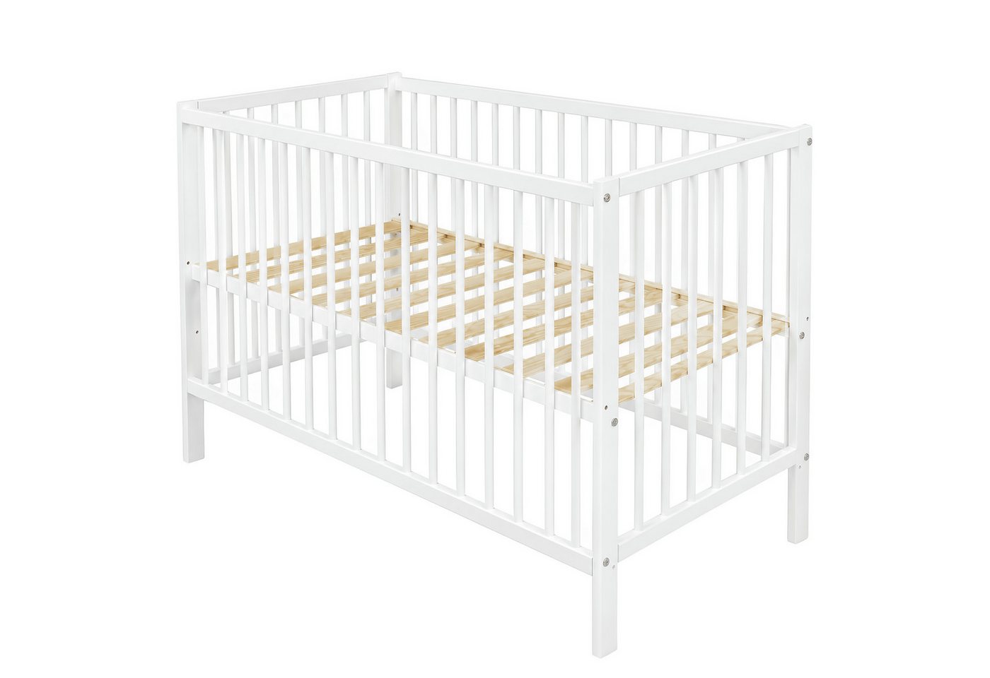 Baby-Delux Babybett Milo, Kinderbett 60x120 cm höhenverstellbar, Kiefernholz, Schlupfsprossen – Bild 4 von 5