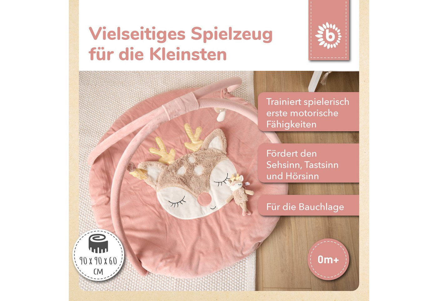 BIECO Baby Gym Bieco Spieldecke mit Activitybogen Reh Ella – Bild 2 von 5