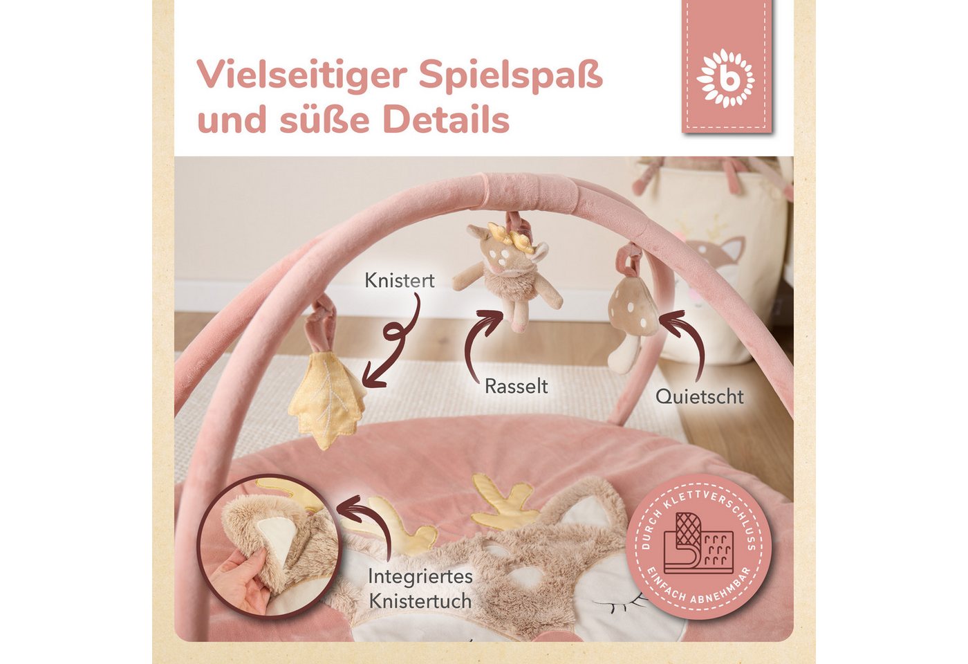 BIECO Baby Gym Bieco Spieldecke mit Activitybogen Reh Ella – Bild 3 von 5