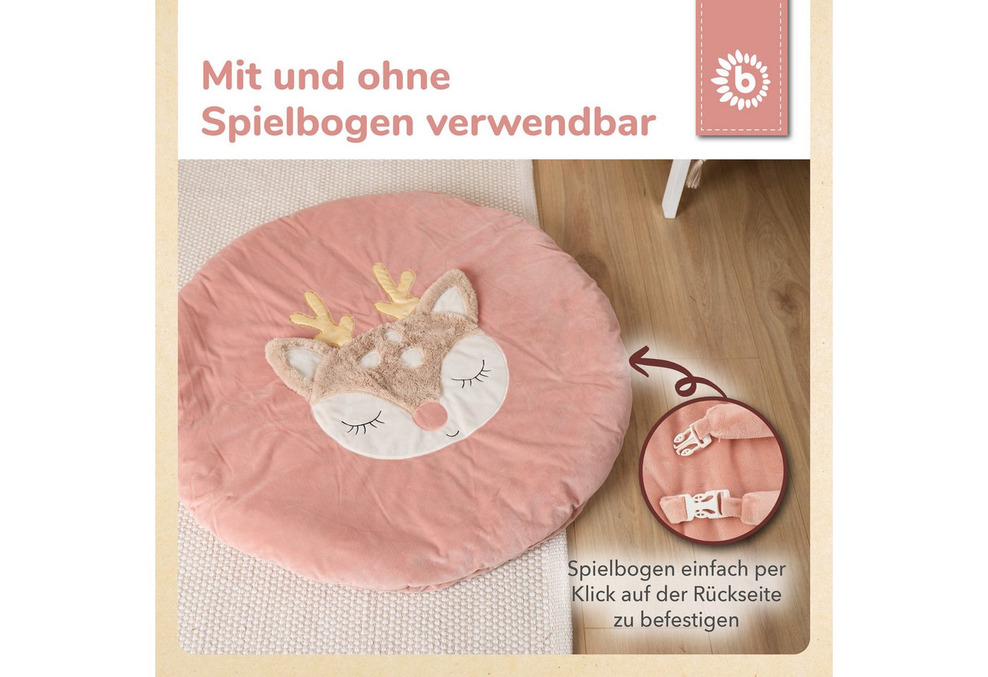 BIECO Baby Gym Bieco Spieldecke mit Activitybogen Reh Ella – Bild 4 von 5