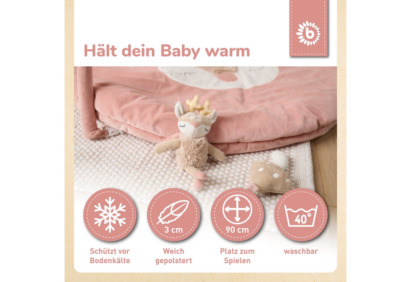 BIECO Baby Gym Bieco Spieldecke mit Activitybogen Reh Ella – Bild 5 von 5
