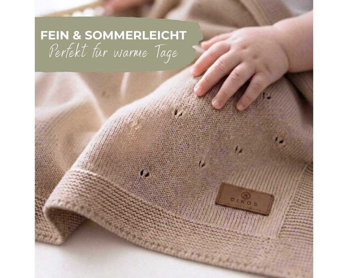 Babydecke DIKOS® aus *100%* Bio Baumwolle, Strickdecke, Geschenk zur Geburt, DIKOS, PREMIUM Qualität, Sommerdecke Ajour, 75x100, atmungsaktiv, weich – Bild 2 von 5