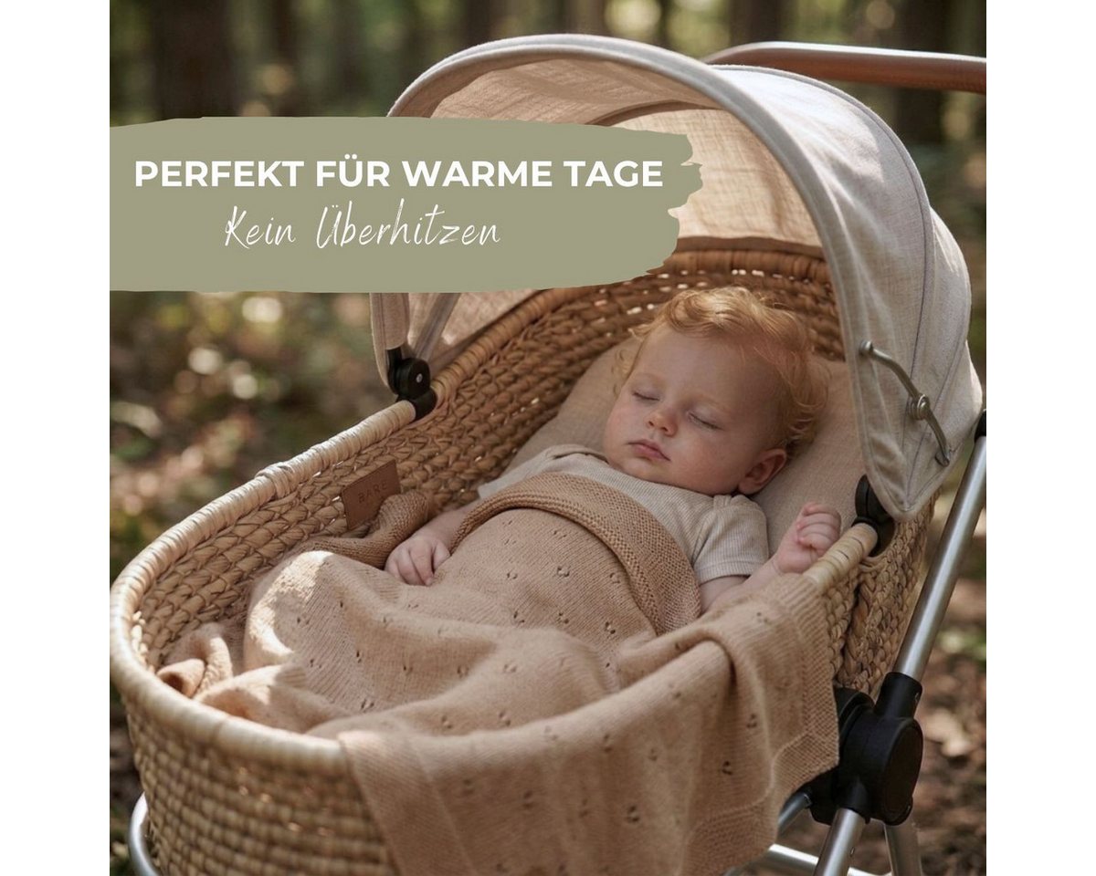 Babydecke DIKOS® aus *100%* Bio Baumwolle, Strickdecke, Geschenk zur Geburt, DIKOS, PREMIUM Qualität, Sommerdecke Ajour, 75x100, atmungsaktiv, weich – Bild 4 von 5