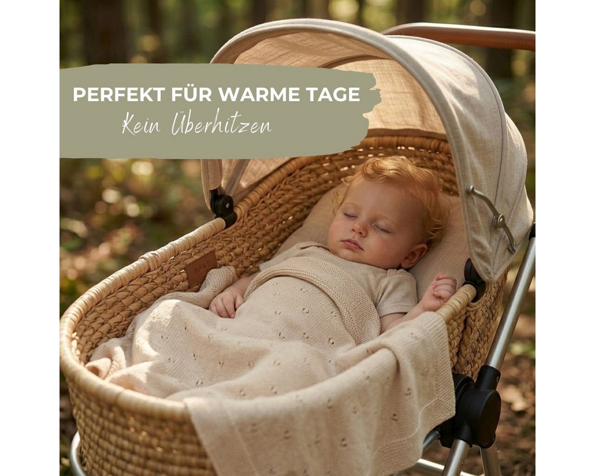 Babydecke DIKOS® aus *100%* Bio Baumwolle, Strickdecke, Geschenk zur Geburt, DIKOS, PREMIUM Qualität, Sommerdecke Ajour, 75x100, atmungsaktiv, weich – Bild 4 von 5