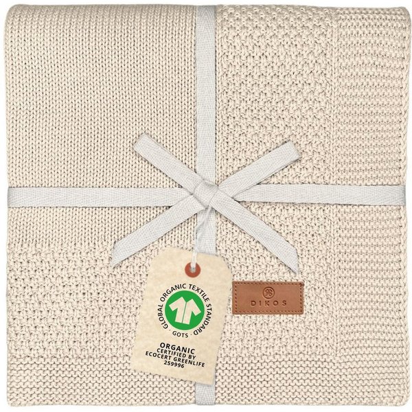 Babydecke DIKOS® Kuscheldecke Bordüre *100%* Bio Baumwolle, Geschenk zur Geburt, DIKOS, Strickdecke 75×100, Baby Erstausstattung Neugeborene, Babygeschenk