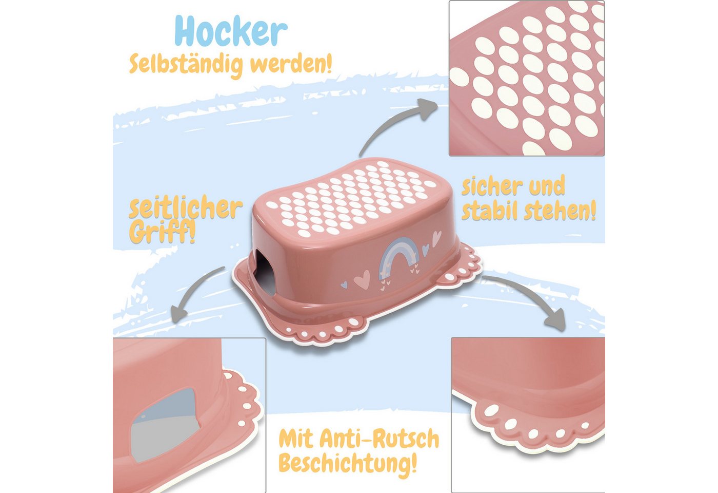 Babykajo Kinderhocker (1 St), Kinder Hocker, Badhocker TÜV Rehinland zertifiziert! – Bild 3 von 3