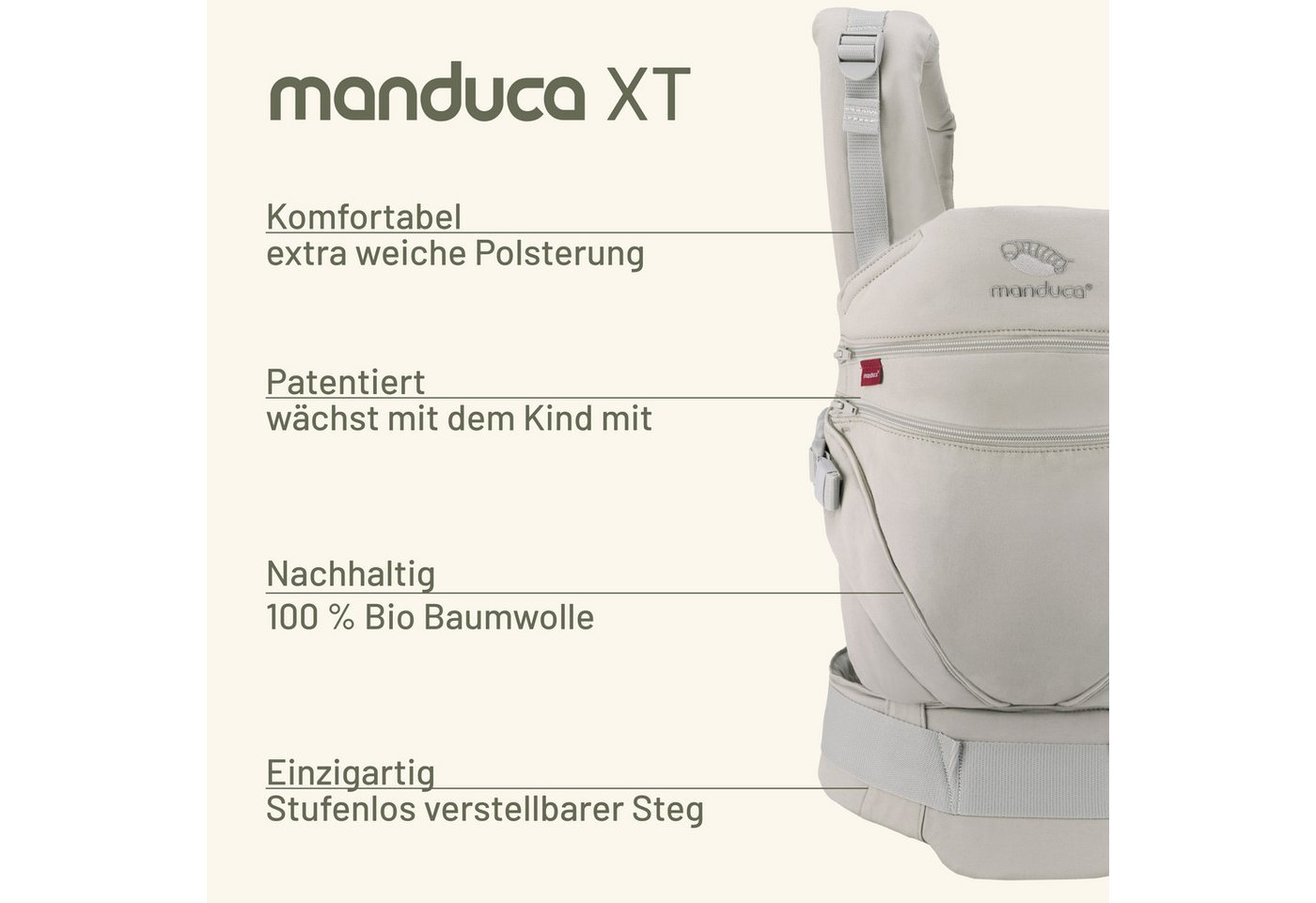 manduca Babytrage manduca Babytrage XT, Verwendbar ab Geburt für Kinder mit 3,5 bis 20 kg Körpergewicht – Bild 4 von 5