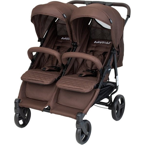 Babytrold Zwillingsbuggy OS2 Zwillingsbuggy Olive, verstellbar, pannensichere Räder, Großer Einkaufskorb, viel Stauraum