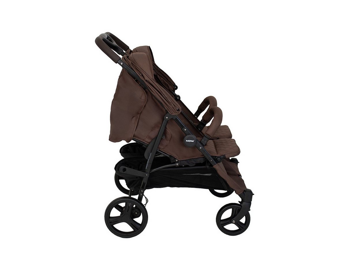 Babytrold Zwillingsbuggy OS2 Zwillingsbuggy Olive, verstellbar, pannensichere Räder, Großer Einkaufskorb, viel Stauraum – Bild 3 von 5