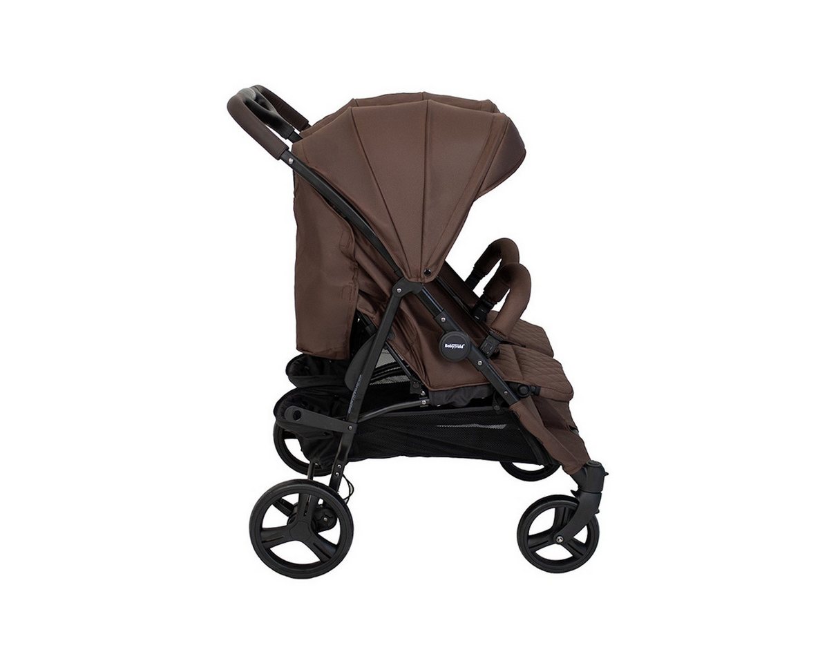 Babytrold Zwillingsbuggy OS2 Zwillingsbuggy Olive, verstellbar, pannensichere Räder, Großer Einkaufskorb, viel Stauraum – Bild 4 von 5
