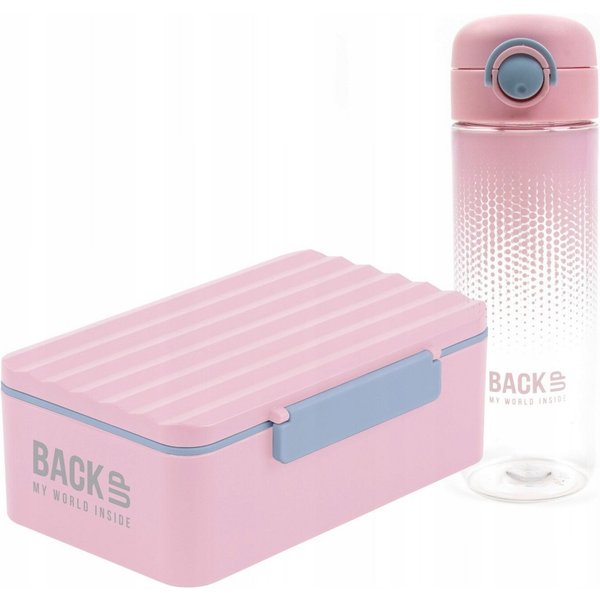 Back Up Brotkasten Lunchbox + Trinkflasche Set Mädchen Rosa Schule BPA frei, (1-tlg)