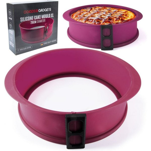 Goods+Gadgets Backform GOODS+GADGETS Silikon Springform Backform 23 cm mit Glasboden, Antihaftbeschichtete Kuchen-Form & Glasboden