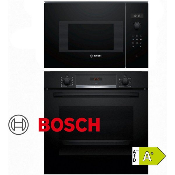 BOSCH Backofen-Set Bosch Backofen Teleskop mit Mikrowelle Einbau Sparset -Autark 20L, mit 1-fach-Teleskopauszug, Uhr, Timer, Teleskopauszug, Grill