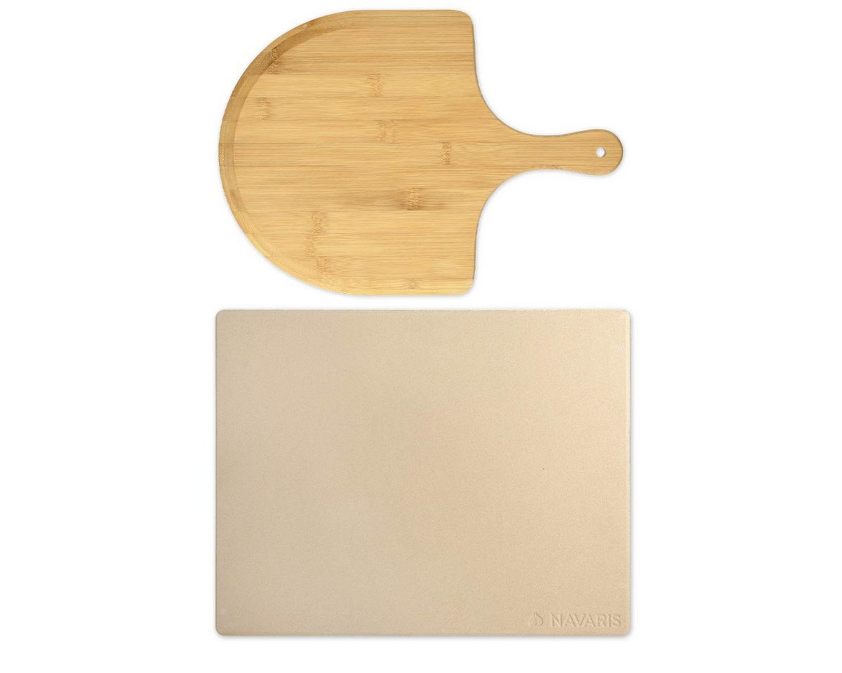 Navaris Backstein Navaris Pizzastein aus Cordierit 38x30 cm mit Schaufel – Bild 4 von 5
