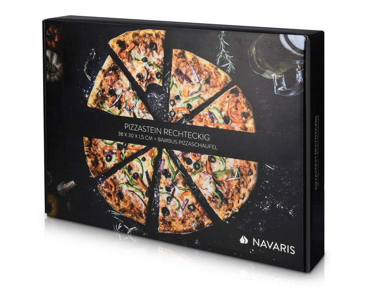 Navaris Backstein Navaris Pizzastein aus Cordierit 38x30 cm mit Schaufel – Bild 5 von 5