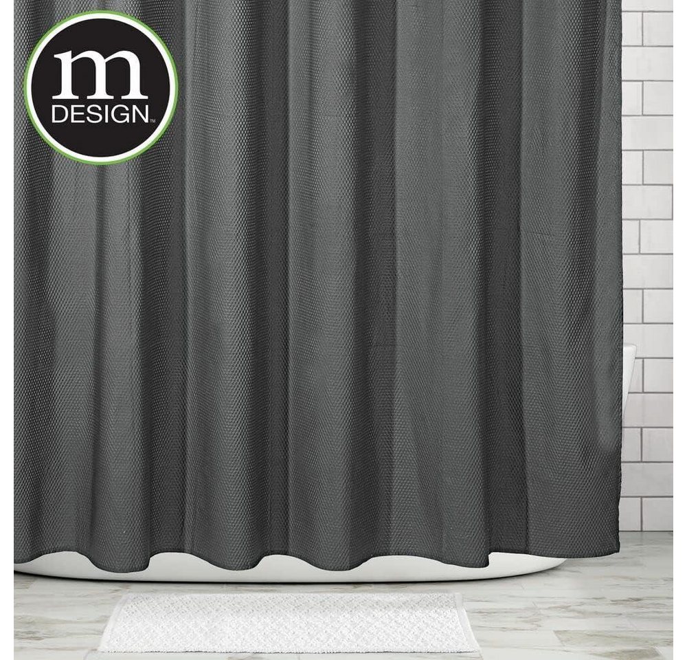 mDesign Badaccessoire-Set mDesign Luxus Duschvorhang Badewannenvorhang Waffelmuster Polyester – Bild 3 von 5