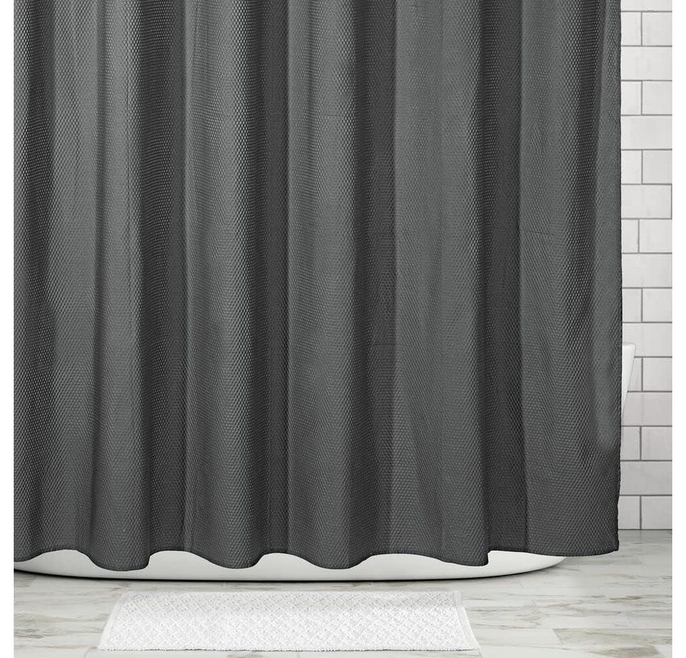 mDesign Badaccessoire-Set mDesign Luxus Duschvorhang Badewannenvorhang Waffelmuster Polyester – Bild 4 von 5