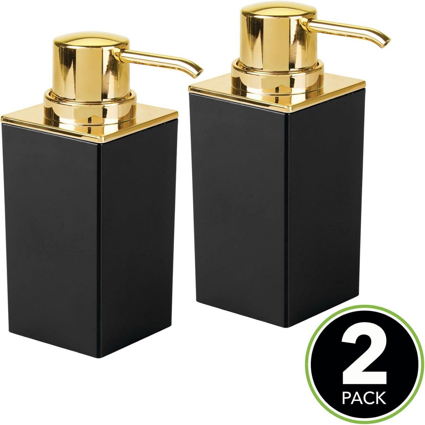 mDesign Badaccessoire-Set mDesign Seifenspender Pumpseifenspender Lotionspender 2er-Set Schwar – Bild 4 von 5