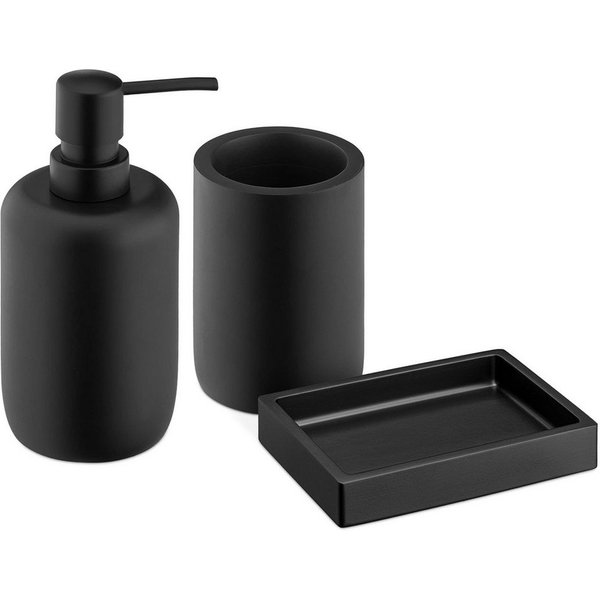 Navaris Badaccessoire-Set Navaris Badezimmer Set Schwarz mit Seifenspender 3-teilig