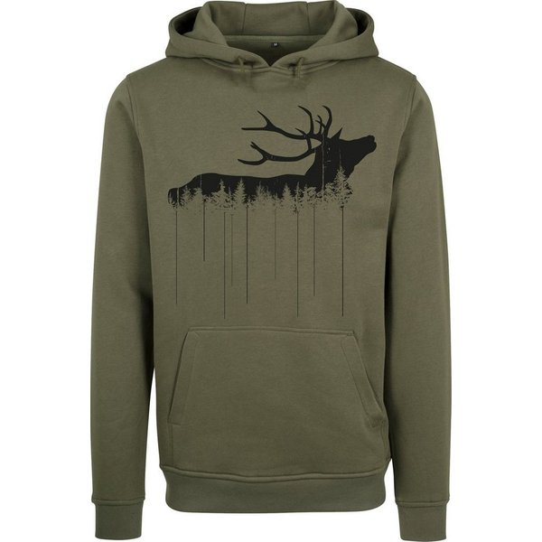 Baddery Kapuzenpullover Jäger Hoodie: "Waldhirsch" - Geschenk für Jäger, hochwertiger Siebdruck, auch Übergrößen