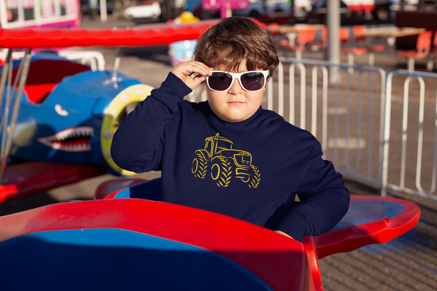 Baddery Kapuzenpullover Kinder Hoodie: "Traktor" - Trecker - Bauernhof Pulli, hochwertiger Siebdruck – Bild 2 von 3