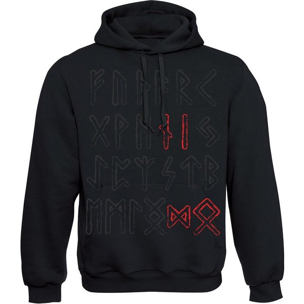 Baddery Kapuzenpullover Wikinger Hoodie: "Odin Runen" - Wikinger Vikings Pulli, hochwertiger Siebdruck, auch Übergrößen