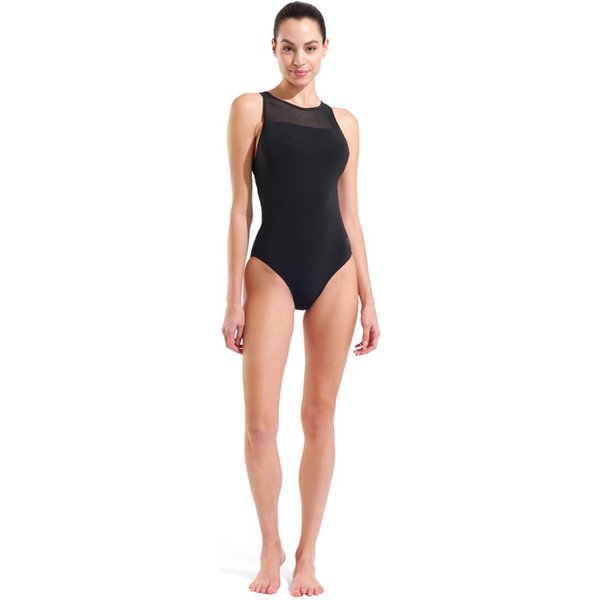 Arena Badeanzug W ARENA MESH SWIMSUIT CROSS BACK mit raffiniertem Mesh-Design, chlorbeständig, atmungsaktiv