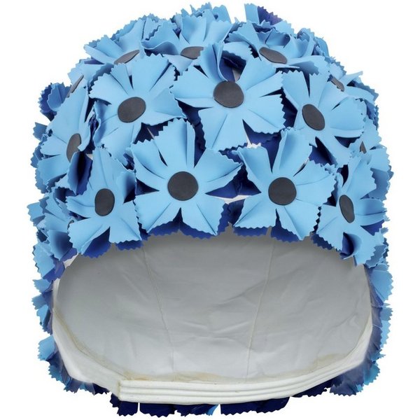 Fashy Badekappe Fashy - Badehaube Gummibadehaube Badekappe Gummi Blüten Blau Schwarz