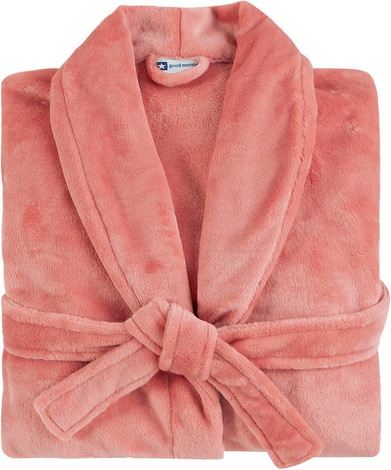 good morning Bademantel Good morning Bathrobe uni, Midilänge, Kunstfaser, Schalkragen, Gürtel, Schalkragen, Gürtel, Taschen, Damen & Herren, Velours, Glanz – Bild 2 von 4