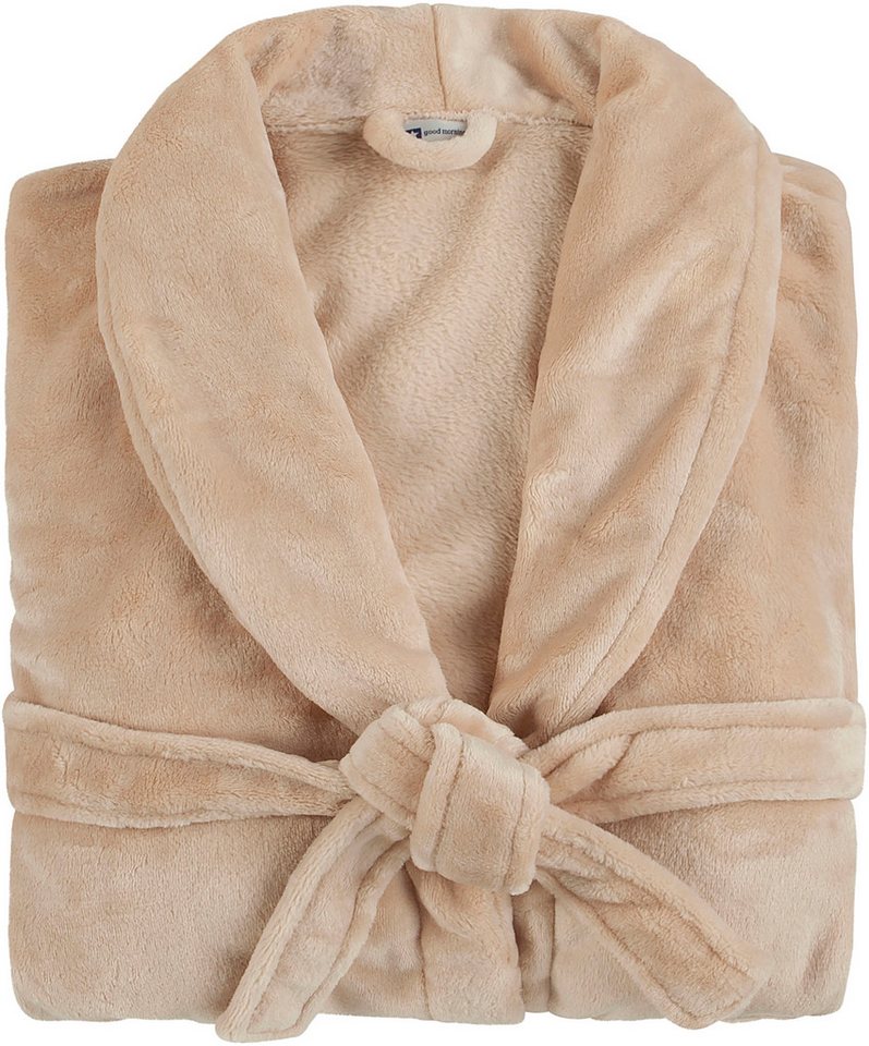 good morning Bademantel Good morning Bathrobe uni, Midilänge, Kunstfaser, Schalkragen, Gürtel, Schalkragen, Gürtel, Taschen, Damen & Herren, Velours, Glanz – Bild 2 von 4