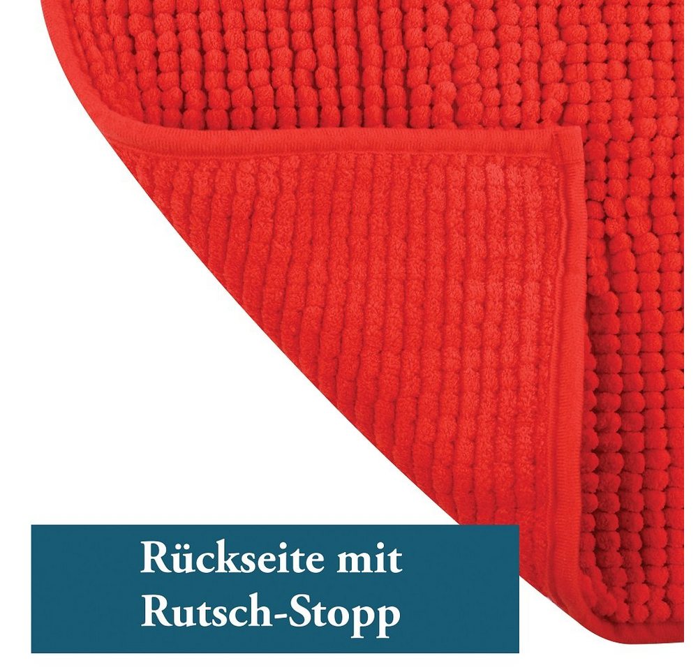 MSV Badematte MSV Badteppich Badvorleger Duschvorleger Chenille Hochflor Badematte, Höhe 12 mm, Badteppich, Waschbar 30°, Polyester Microfaser, rechteckig – Bild 2 von 3