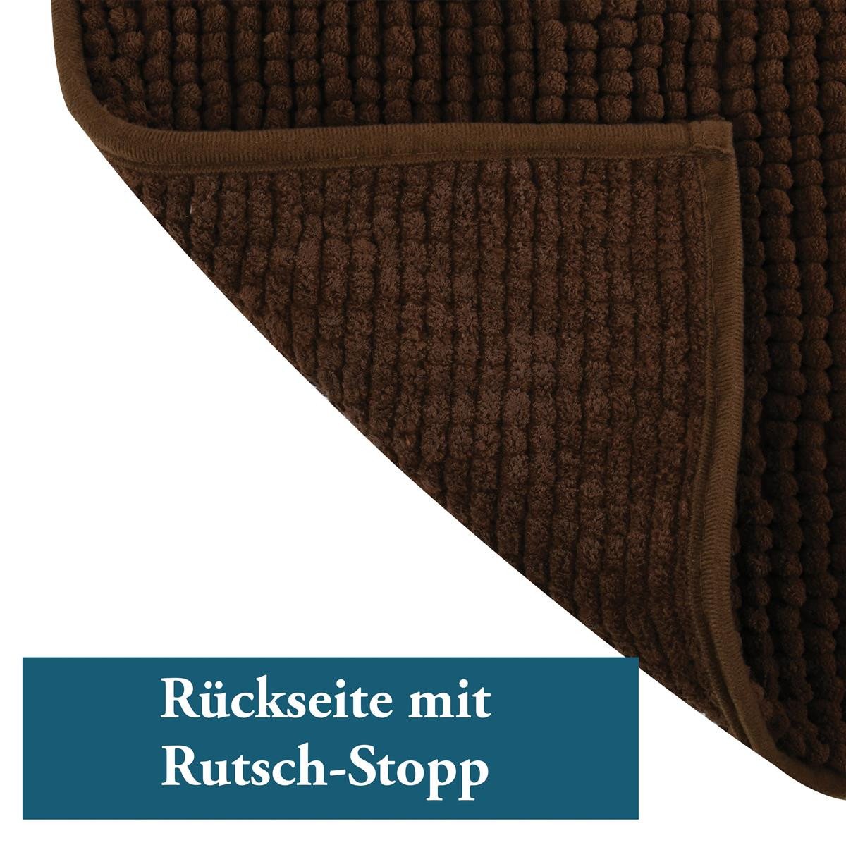 MSV Badematte MSV Badteppich Badvorleger Duschvorleger Chenille Hochflor Badematte, Höhe 12 mm, Badteppich, Waschbar 30°, Polyester Microfaser, rechteckig – Bild 2 von 2