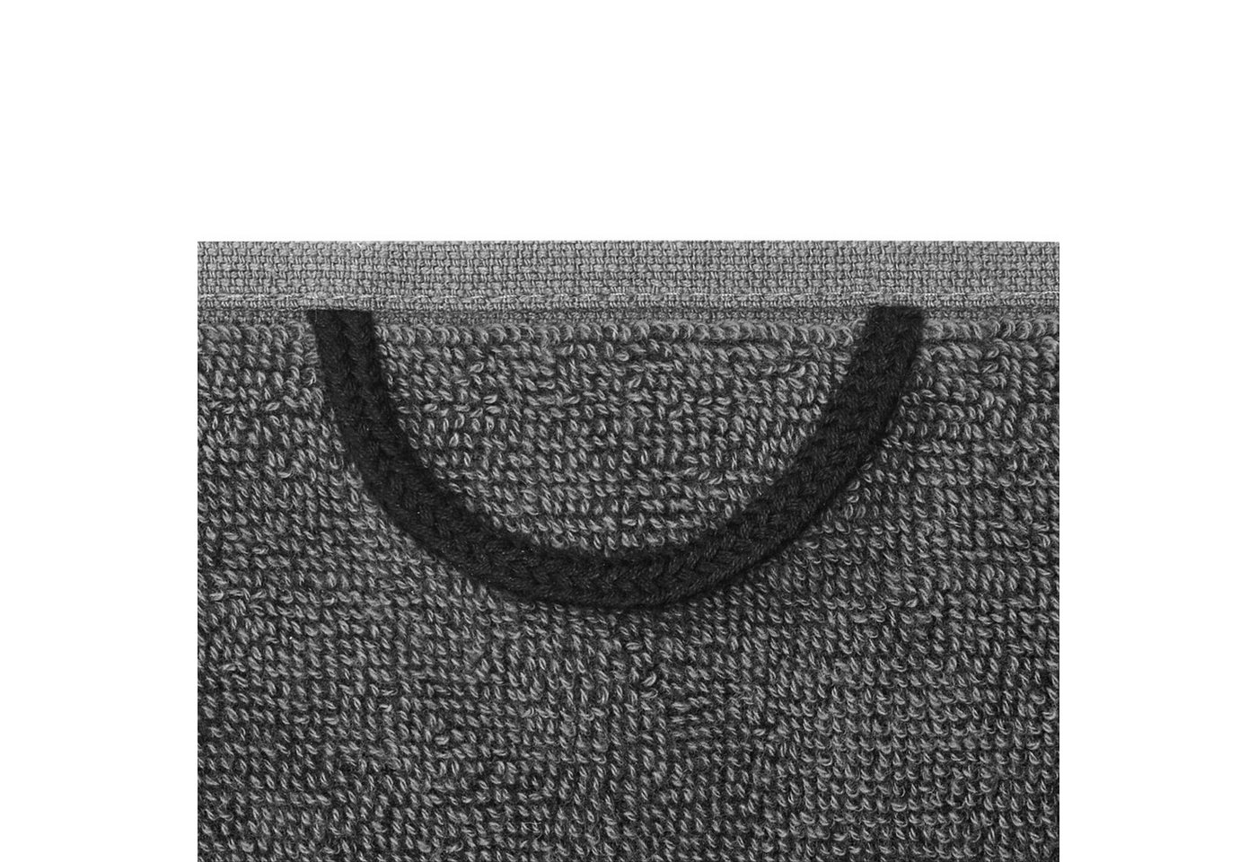 BVB Badetuch BVB Badetuch grau/schwarz 70x180 cm, Bio-Baumwolle (schwarzes BVB-Emblem, 1-St), BVB Badetuch mit Schlaufe – Bild 4 von 5