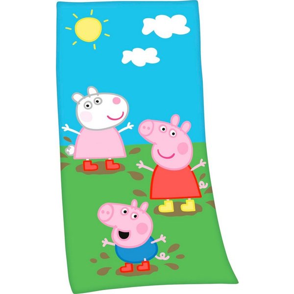 Badetuch Peppa Pig Velourstuch, Velours (1-St), hochfarbig bedruckt