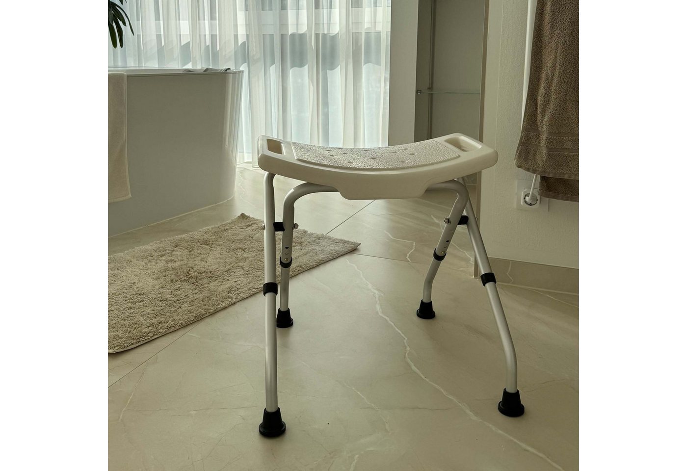 WENKO Badhocker WENKO Duschhocker Bad Hocker 120 kg Senioren Sitz Helfer Duschstuhl – Bild 2 von 5