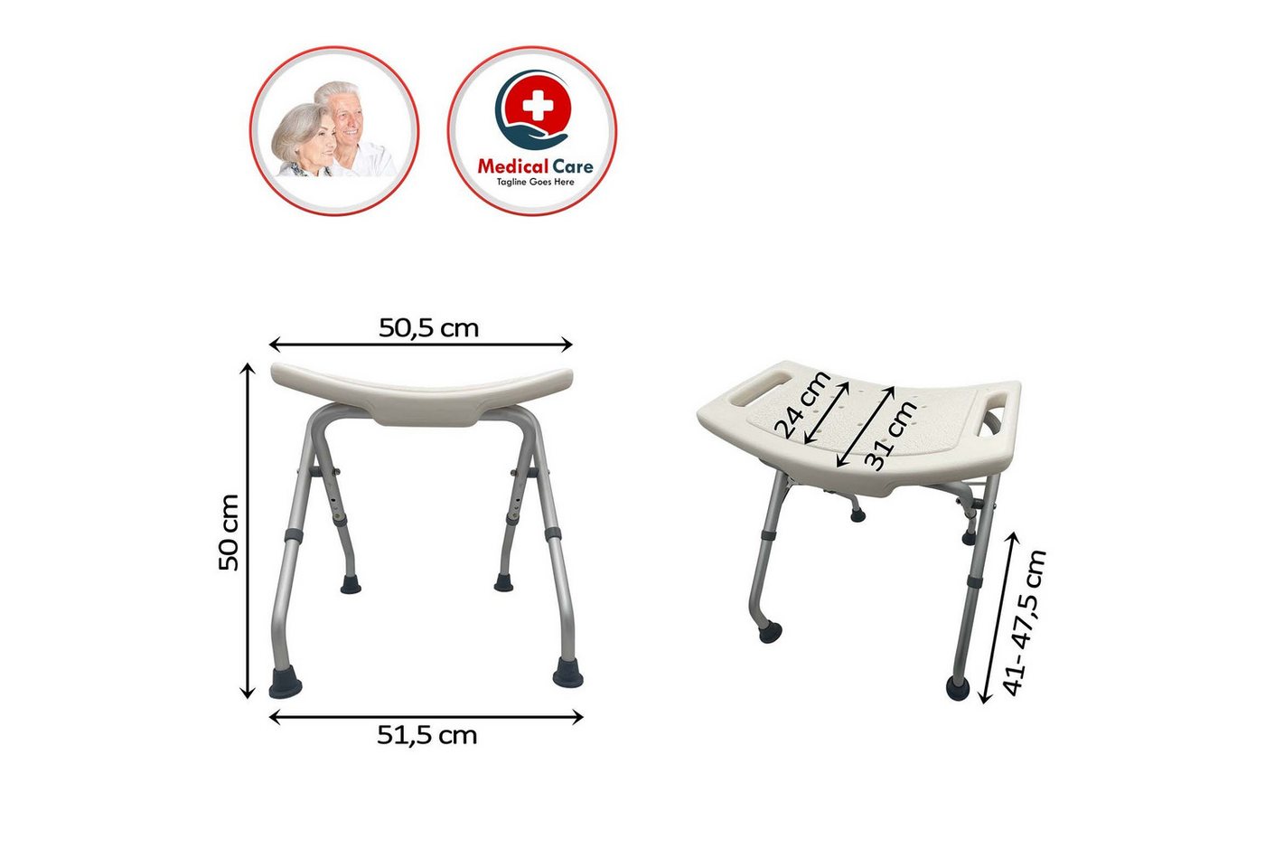 WENKO Badhocker WENKO Duschhocker Bad Hocker 120 kg Senioren Sitz Helfer Duschstuhl – Bild 3 von 5